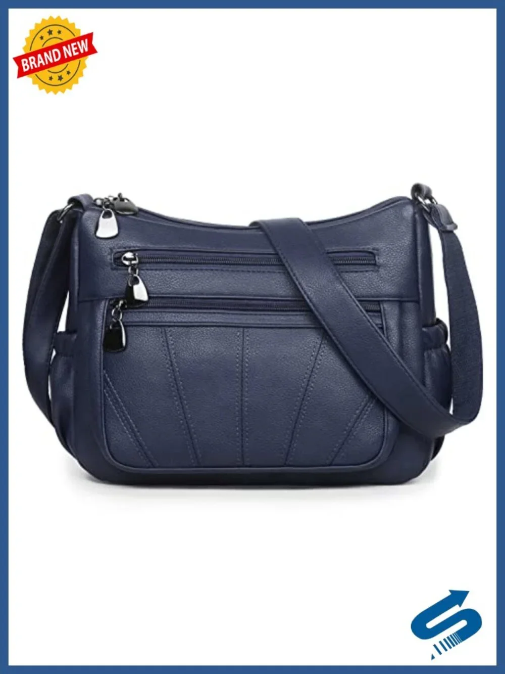 Soft PU Leather Crossbody Satchel Tote Handbag Medium Roomy Shoulder Bag